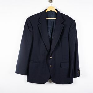 Oscar de la Renta Blazer Mens 42S Navy Blue 100% Wool Lined‎ Jacket Classic Fit